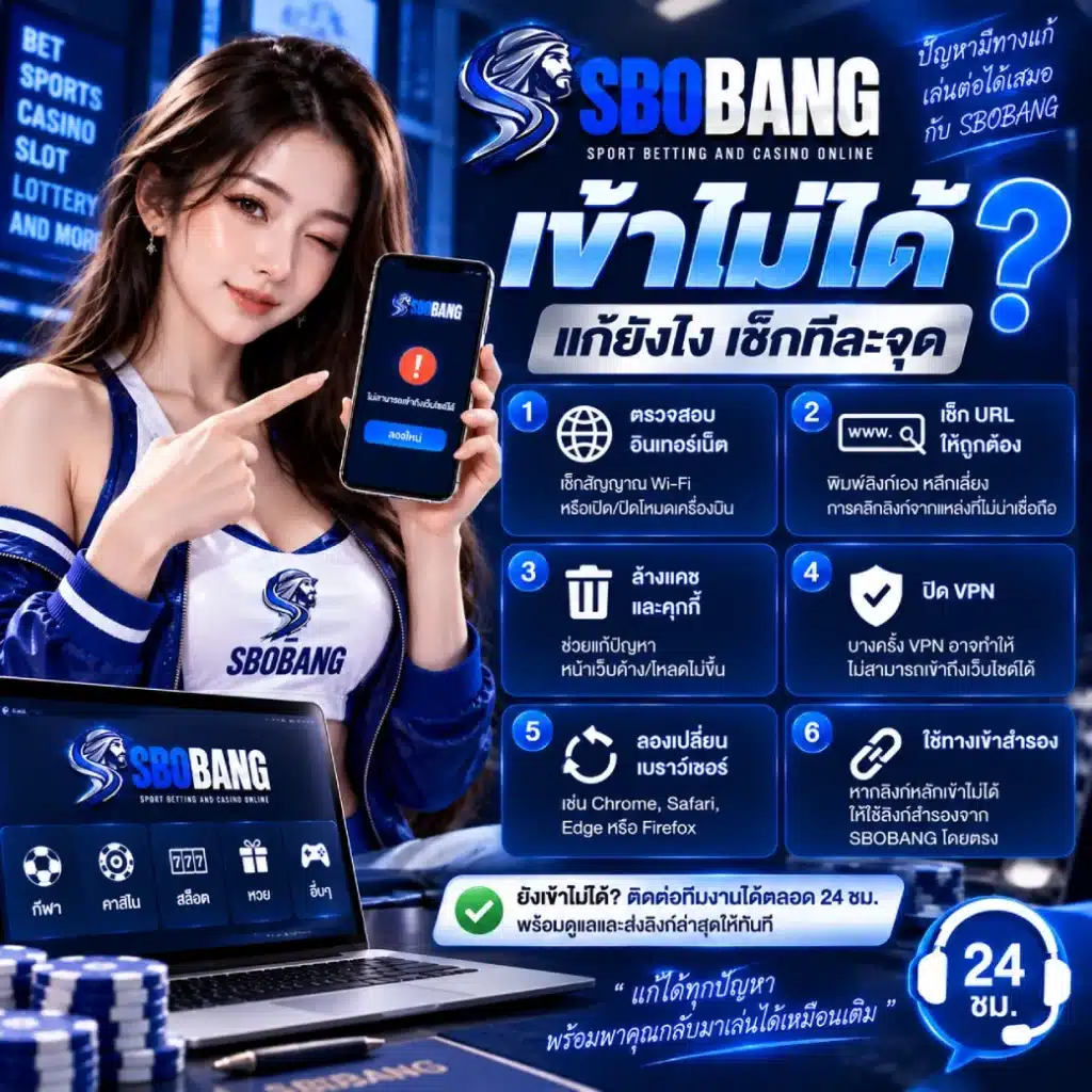 SBOBANG เข้าไม่ได้แก้ยังไง เช็กทีละจุด